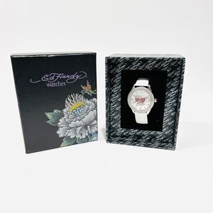 Ed Hardy Swarovski Crystals White Band Watch